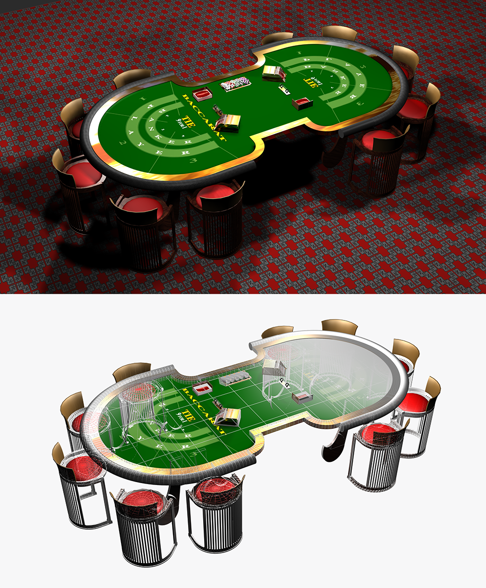 3D Casino Baccarat Table