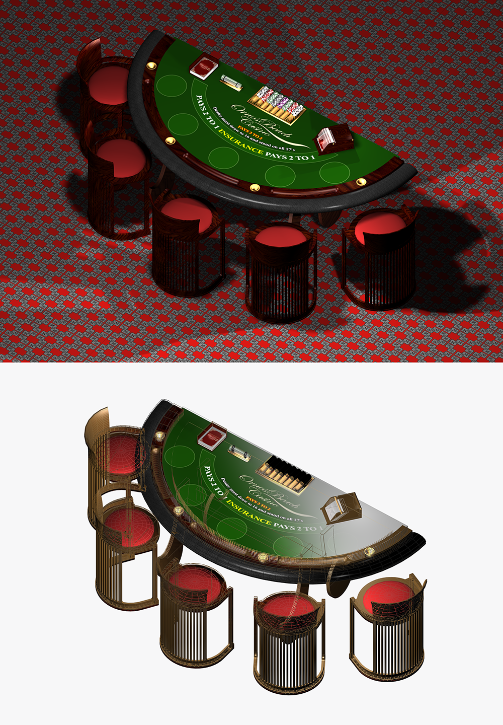 3D Casino Black Jack Table